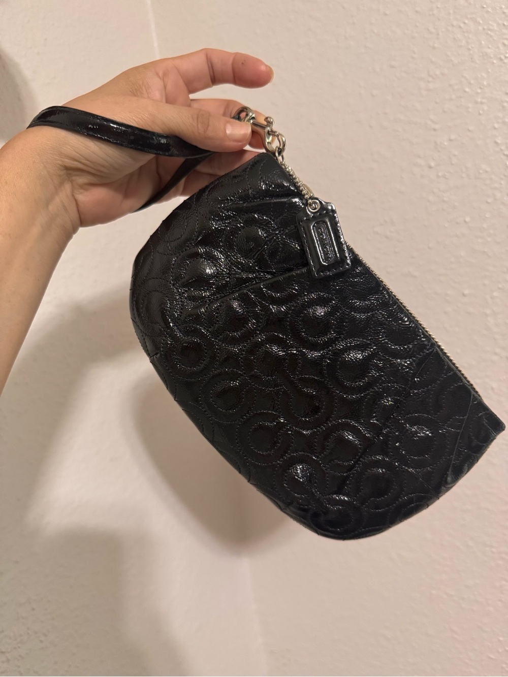 Coach Black Quilted Signature Leather Wristlet - Picture 8 of 12